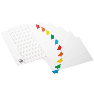 DV9250 | Initiative Whiteboard A4 160gsm Divider 10 Pt Col Mylar Tab