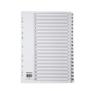 DV9255 | Initiative Index A4 1-20 White Mylar Tab