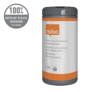 DW9618 | Nobo Plastic-free Whiteboard Cleaning Wipes Pack 100