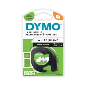 DY2203 | Dymo 91200 LetraTag Paper Tape 12mm x 4m White