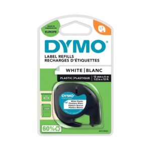 DY2206 | Dymo LetraTag Plastic Tape 12mm x 4m White PRL