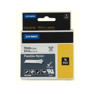 DY2974 | Dymo Black on White Rhino Flexible Nylon Tape 19mm x3.5m