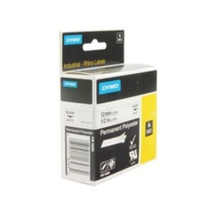 DY2978 | Rhino Tape Permanent Polyester 12mm Black On White  S0718210