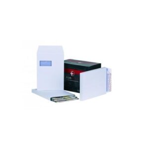 EN9691 | Plus Fabric Gusset C4 Window Envelopes P&S 120gsm WhitePk100