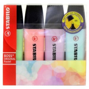 HI3105 | BOSS Pastel Highlighters Wallet of 4 Assorted Colours 70/4-2