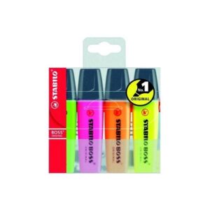 HI4037 | Stabilo Boss Highlighter Wallet Assorted Pack 4 70/4