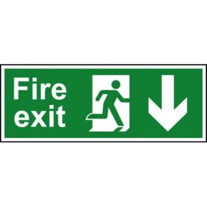 IB1605 | Fire Exit Arrow Down Sign Rigid 1mm PVC Board