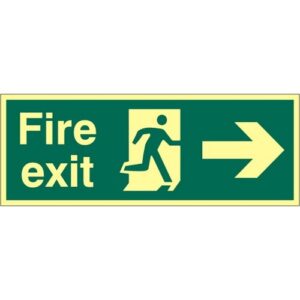IB1619 | Fire Exit Arrow Right Sign Rigid S/A Lum Board