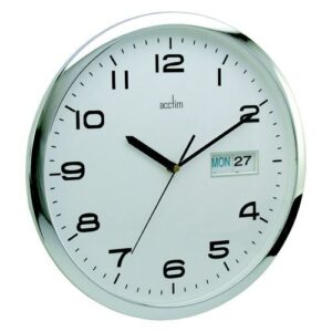 JA1185 | Acctim Supervisor Day/Date Chromed Case Wall Clock 21027