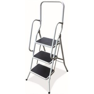 JA9077 | Folding Step Ladders 3 Tread Open H1065xW490xD665mm