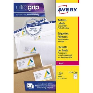 LA1068 | Avery Laser Labels White (18/Sheet) Pack 500 L7161-500
