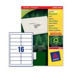 LA1108 | Avery Recyc Lsr Lab 16 Per Sheet White Pack 100 LR7162-100