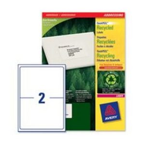 LA1111 | Avery Recycled Laser Labels 2 Per Sheet Wht Pk100 LR7168-100