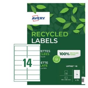 LA1116 | Avery Recycled Labels 14 P/Sht Wht Pk210