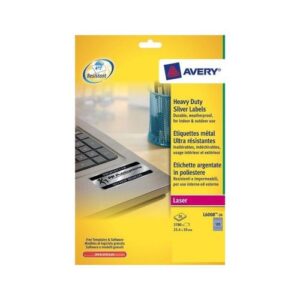 LA1338 | Avery Heavy Duty Labels Laser 189 per Sheet 25.4x10mm Silver