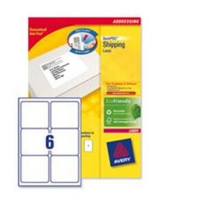 LA2080 | Avery Laser Labels 6 Per Sheet White Pack 100 L7166-100