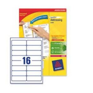 LA2084 | Avery Laser Labels 16 Per Sheet White Pack 100 L7162-100