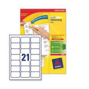LA2086 | Avery Laser Labels 21 Per Sheet White Pack 100 L7160-100