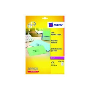 LA2093 | Avery Clear Laser Labels 14 Per Sheet Pack 25 L7563-25