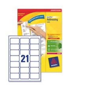 LA2102 | Avery Laser Labels 21 Per Sheet White Pack 250 L7160-250