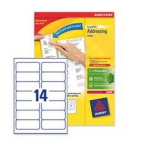 LA2103 | Avery Address Labs Lsr Jam-free 14 per Sht 99.1x38.1mm Wht
