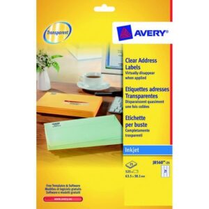 LA5960 | Avery 21tv Inkjet Labels Clear J8560-25