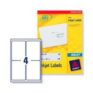 LA6575 | Avery Inkjet Parcel Labels 4up White Pack 100 J8169-100