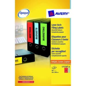 LA7900 | Avery Laser Lever Arch Labels 4 Per Sheet Pack 25 L7171-25