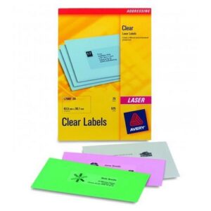 LA8446 | Avery Clear Laser Labels 63.5x38.1mm Pack 25 L7560-25