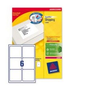 LA8448 | Avery Laser Labels 6 Per Sheet White Pack 250 L7166-250