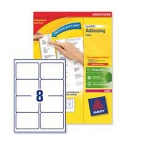 LA9028 | Avery Laser Labels 8 Per Sheet White Pack 250 L7165-250