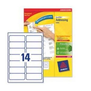 LA9220 | Avery Laser Labels 14Sh 14x500mm White Pk 500 L7163-500