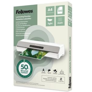 LM2101 | Fellowes Recycled A4 Matt Lam Pouch 100pk