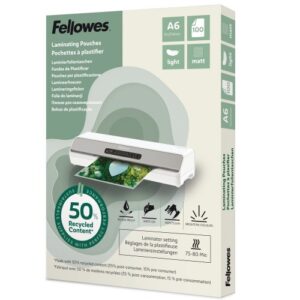 LM2104 | Fellowes Recycled A6 Matt Lam Pouch 100pk