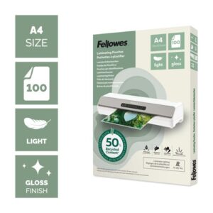 LM2105 | Fellowes Recycled A4 Gloss Lam Pouch 100pk