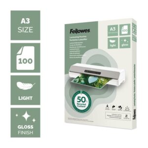 LM2108 | Fellowes Recycled A3 Gloss Lam Pouch 100pk