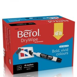 MK9433 | Berol Dry Wipe Round Marker Blk 48s