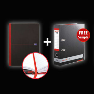 MS3851 | Black N Red Manuscript Book A4 96 Leaf Feint Ruled 100080446