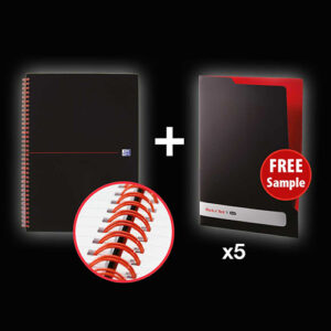 MS3912 | Black N Red Wirebound Notebook A4 Feint Ruled B67004