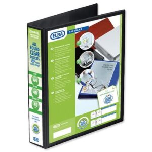 PB9666 | Elba Pvc Panorama A4 4D Ring Pres Binder 40mm Capacity Black