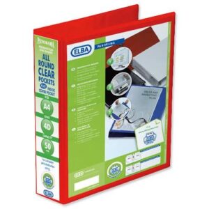 PB9671 | Elba Pvc Panorama A4 4D Ring Pres Binder 50mm Capacity Red