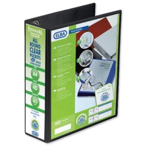 PB9672 | Elba Pvc Panorama A4 4D Ring Pres Binder 65mm Capacity Black