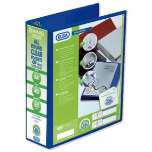 PB9673 | Elba Pvc Panorama A4 4D Ring Pres Binder 65mm Capacity Blue
