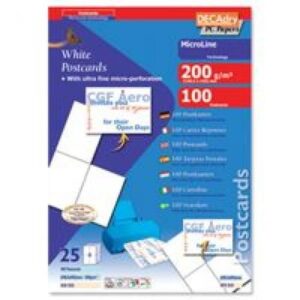 PC1805 | Decadry Pcrd Mper 200gsm 4/Sh A4 148.5x105mm Pk100 OCB3325
