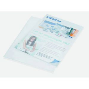 PF1101 | Initiative OTop Plas Fldr Thumb Hl A4 85mic Gls Clr Pk 100