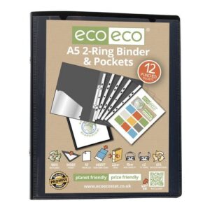 PF1561 | Eco A5 65% Recycled Ring Binder with 12 MultiPunched Pockets