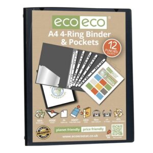 PF1562 | Eco A4 65% Recycled Ring Binder with 12 MultiPunched Pockets