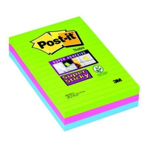 PI2210 | Post-It Notes 6x4 Super Sticky Ruled Ultra Assort Pack 3