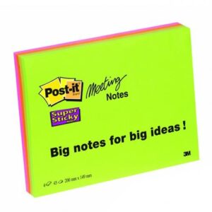 PI9372 | Post-It Super Sticky Meeting Notes 149x98.4mm Pack 4