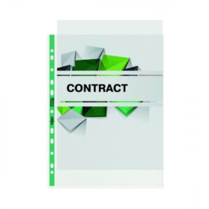 PP1053 | Rexel CopyKing A4 Punched Pockets with Green Spine Clear